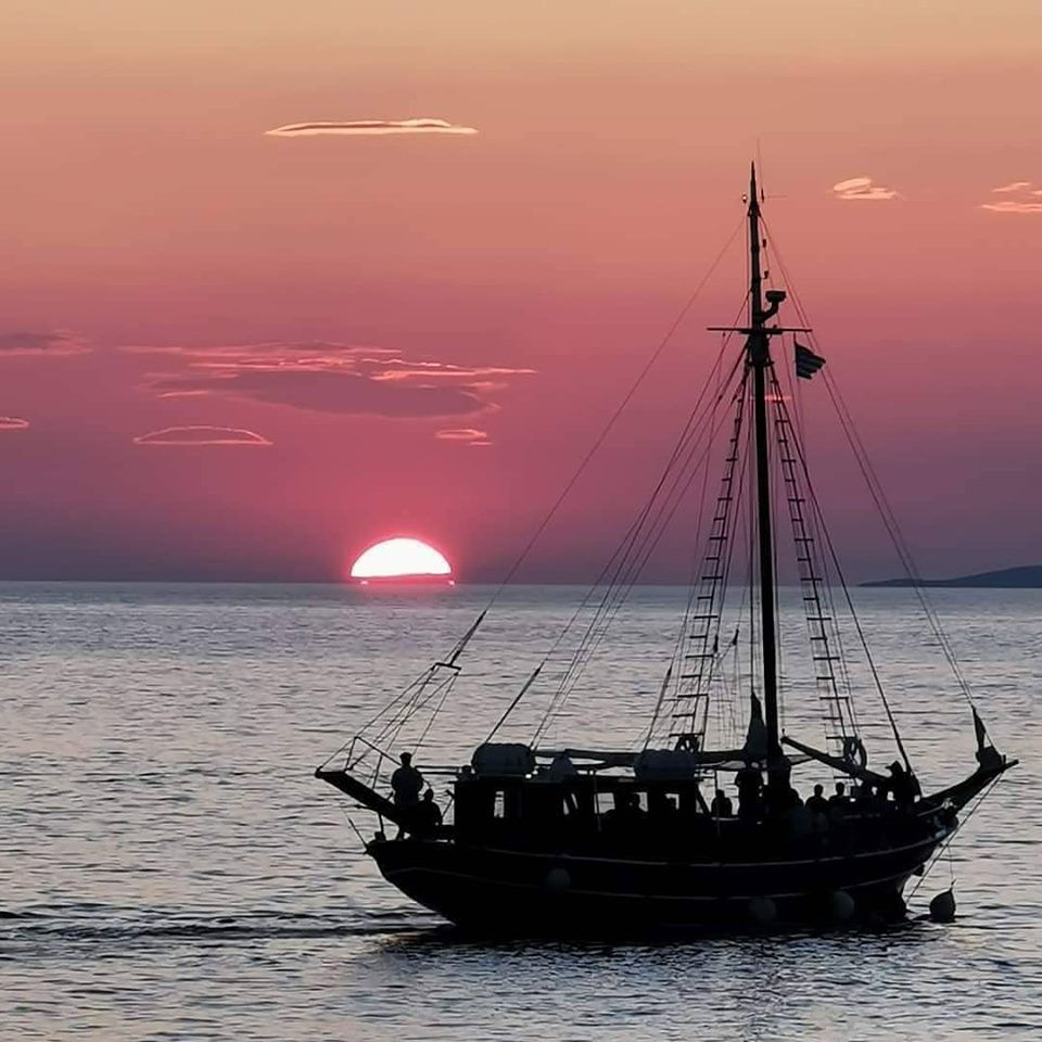 Aliki Sunset With Traditional Boat