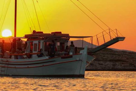 Aliki Sunset With Traditional Boat